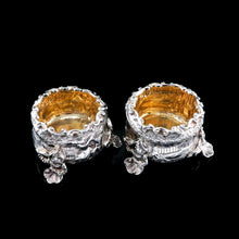 Load image into Gallery viewer, Antique Solid Silver Victorian Salt Cellars in Teniers Style - Daniel &amp; Charles Houle 1878
