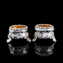 Load image into Gallery viewer, Antique Solid Silver Victorian Salt Cellars in Teniers Style - Daniel &amp; Charles Houle 1878
