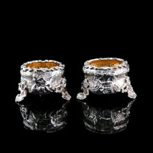 Load image into Gallery viewer, Antique Solid Silver Victorian Salt Cellars in Teniers Style - Daniel &amp; Charles Houle 1878

