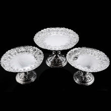 Load image into Gallery viewer, Magnificent Large Antique Victorian Set of Three Comport/Tazza Suites with Fine Chased Engravings - Martin Hall &amp; Co 1890 - Artisan Antiques
