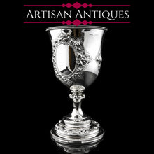 Load image into Gallery viewer, A Very Large Victorian Solid Silver Goblet/Cup, Gothic Decorations - Henry Holland 1868
