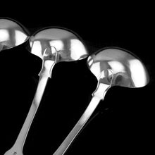 Load image into Gallery viewer, Antique Victorian Set of 4 Solid Silver Sauce Ladles/Spoons &quot;Fiddle Thread &amp; Shell&quot; Pattern - Chawner &amp; Co 1845
