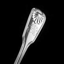 Load image into Gallery viewer, Antique Victorian Set of 4 Solid Silver Sauce Ladles/Spoons &quot;Fiddle Thread &amp; Shell&quot; Pattern - Chawner &amp; Co 1845
