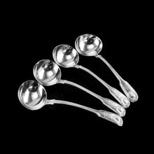 Load image into Gallery viewer, Antique Victorian Set of 4 Solid Silver Sauce Ladles/Spoons &quot;Fiddle Thread &amp; Shell&quot; Pattern - Chawner &amp; Co 1845
