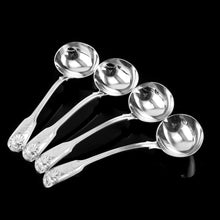 Load image into Gallery viewer, Antique Victorian Set of 4 Solid Silver Sauce Ladles/Spoons &quot;Fiddle Thread &amp; Shell&quot; Pattern - Chawner &amp; Co 1845
