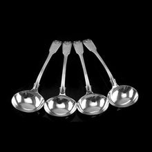 Load image into Gallery viewer, Antique Victorian Set of 4 Solid Silver Sauce Ladles/Spoons &quot;Fiddle Thread &amp; Shell&quot; Pattern - Chawner &amp; Co 1845
