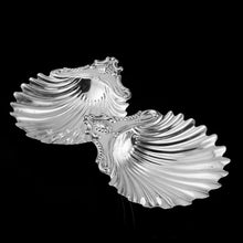 Load image into Gallery viewer, Antique Victorian Solid Silver Pair of Butter Dishes, Shell Design - Josiah Williams &amp; Co 1894
