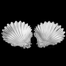 Load image into Gallery viewer, Antique Victorian Solid Silver Pair of Butter Dishes, Shell Design - Josiah Williams &amp; Co 1894
