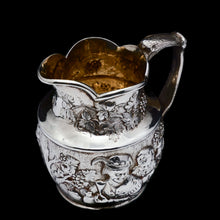 Load image into Gallery viewer, Antique Victorian Solid Silver Milk Jug/Pitcher with Figural Tavern Scene - Thomas Smily 1876 - Artisan Antiques
