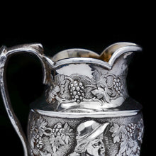Load image into Gallery viewer, Antique Victorian Solid Silver Milk Jug/Pitcher with Figural Tavern Scene - Thomas Smily 1876 - Artisan Antiques

