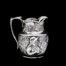Load image into Gallery viewer, Antique Victorian Solid Silver Milk Jug/Pitcher with Figural Tavern Scene - Thomas Smily 1876 - Artisan Antiques
