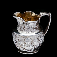 Load image into Gallery viewer, Antique Victorian Solid Silver Milk Jug/Pitcher with Figural Tavern Scene - Thomas Smily 1876 - Artisan Antiques
