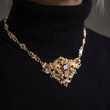 Load image into Gallery viewer, Antique Victorian 18K Gold Garnet Necklace in Baroque Revival Style - c.1840
