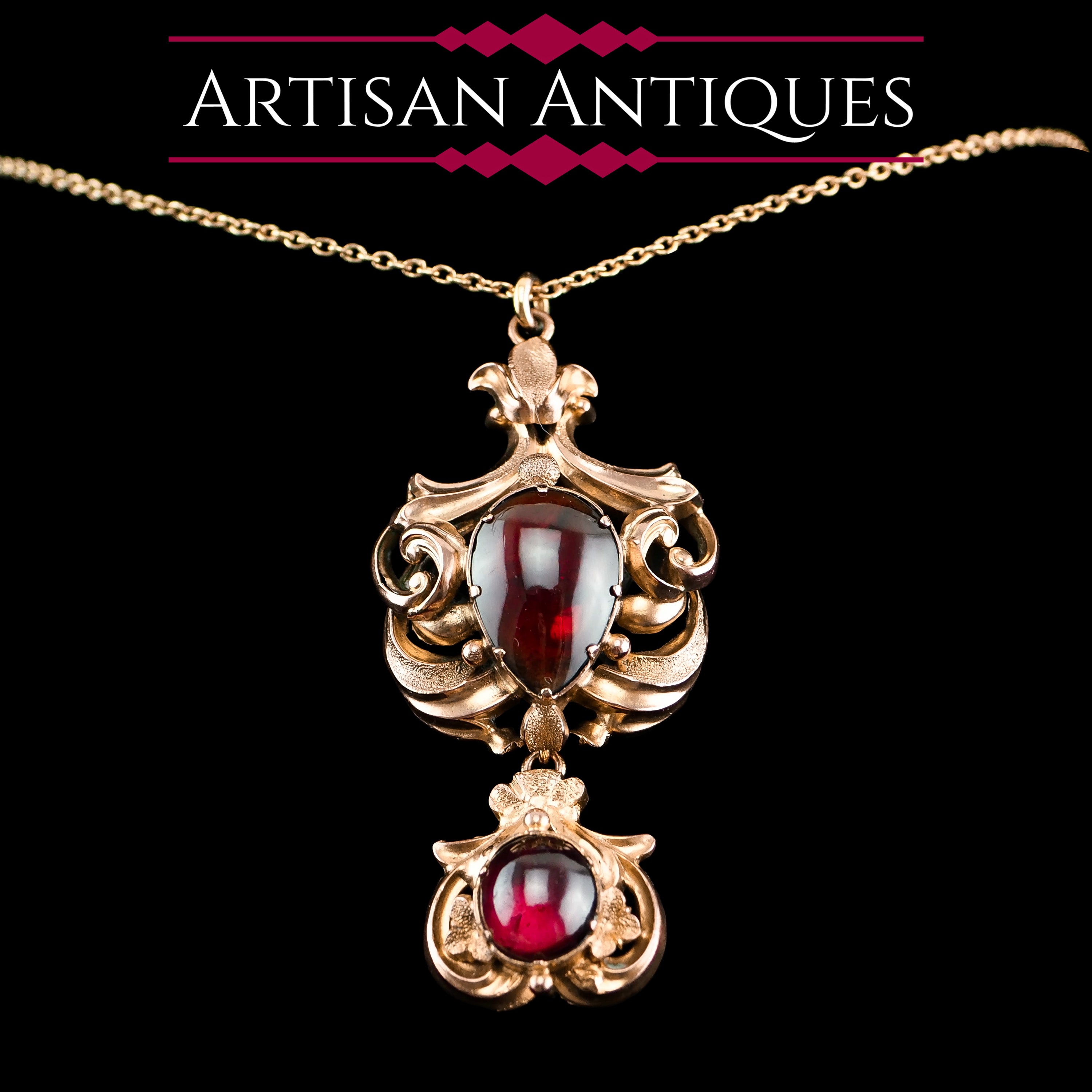 Kite red garnet necklace solid 14k 18k rose gold vintage unique Person –  WILLWORK JEWELRY