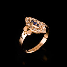 Load image into Gallery viewer, Stylish Antique Victorian 15K Sapphire and Diamond Navette Ring - 1893
