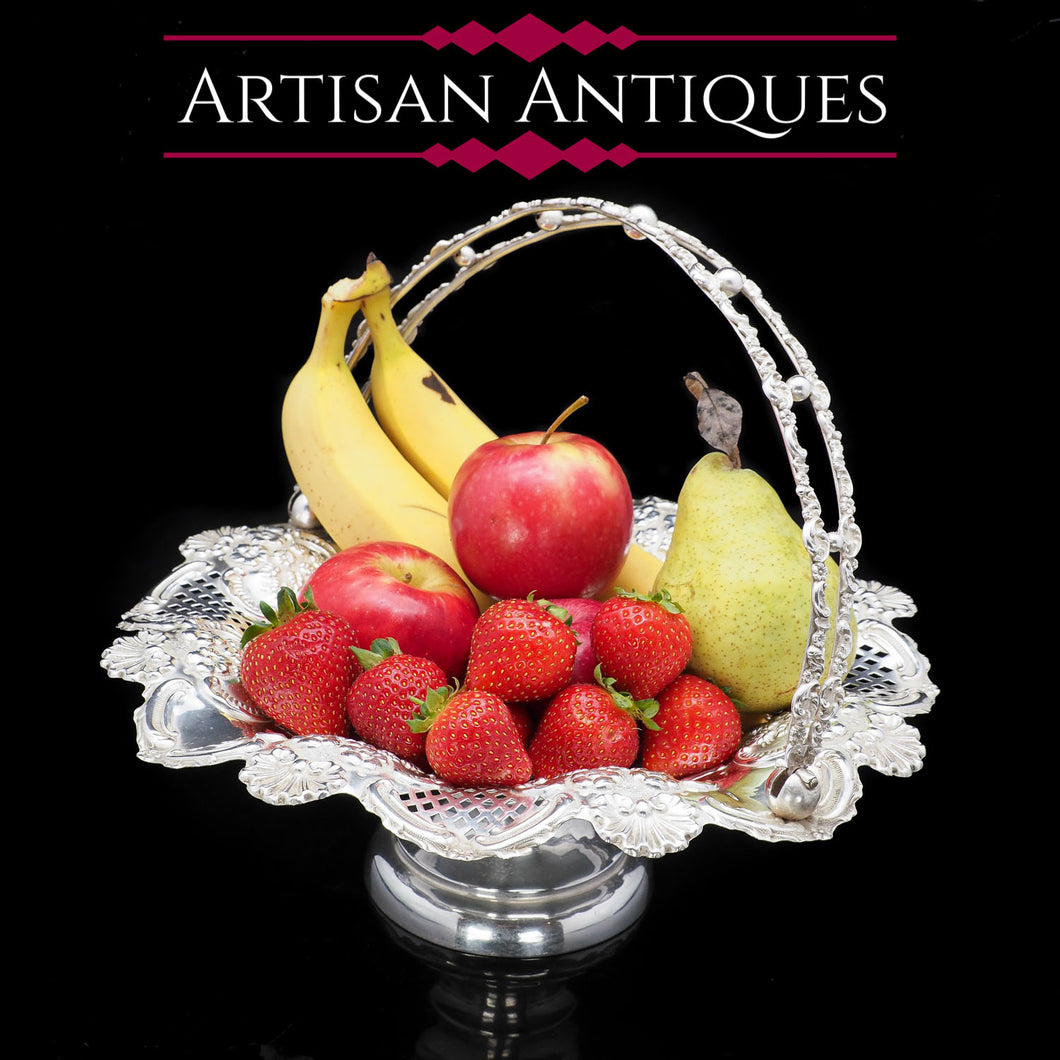 Victorian Solid Silver Fruit Basket - William Devenport 1897 - Artisan Antiques
