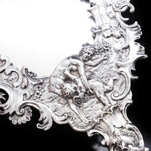 Load image into Gallery viewer, Ornate Solid Silver Hand Mirror with Cherubs and Foliage - German 19th Century - Artisan Antiques
