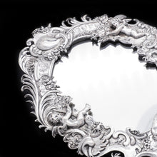 Load image into Gallery viewer, Ornate Solid Silver Hand Mirror with Cherubs and Foliage - German 19th Century - Artisan Antiques
