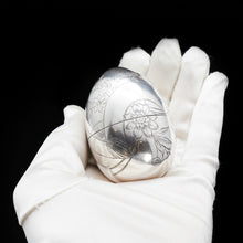 Load image into Gallery viewer, Solid Silver Russian Easter Egg with Gilt Interior- P. Barabanon 19th Century - Artisan Antiques
