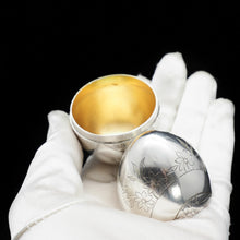 Load image into Gallery viewer, Solid Silver Russian Easter Egg with Gilt Interior- P. Barabanon 19th Century - Artisan Antiques
