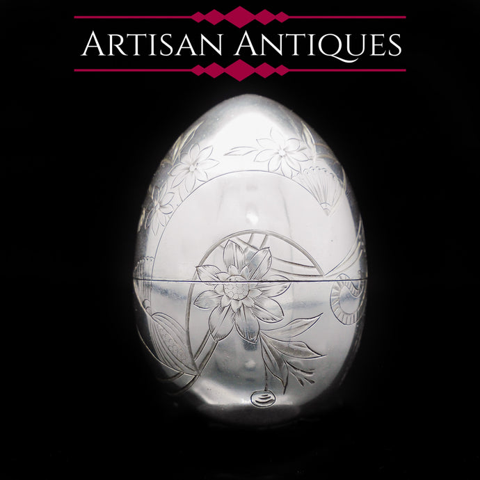 Solid Silver Russian Easter Egg with Gilt Interior- P. Barabanon 19th Century - Artisan Antiques