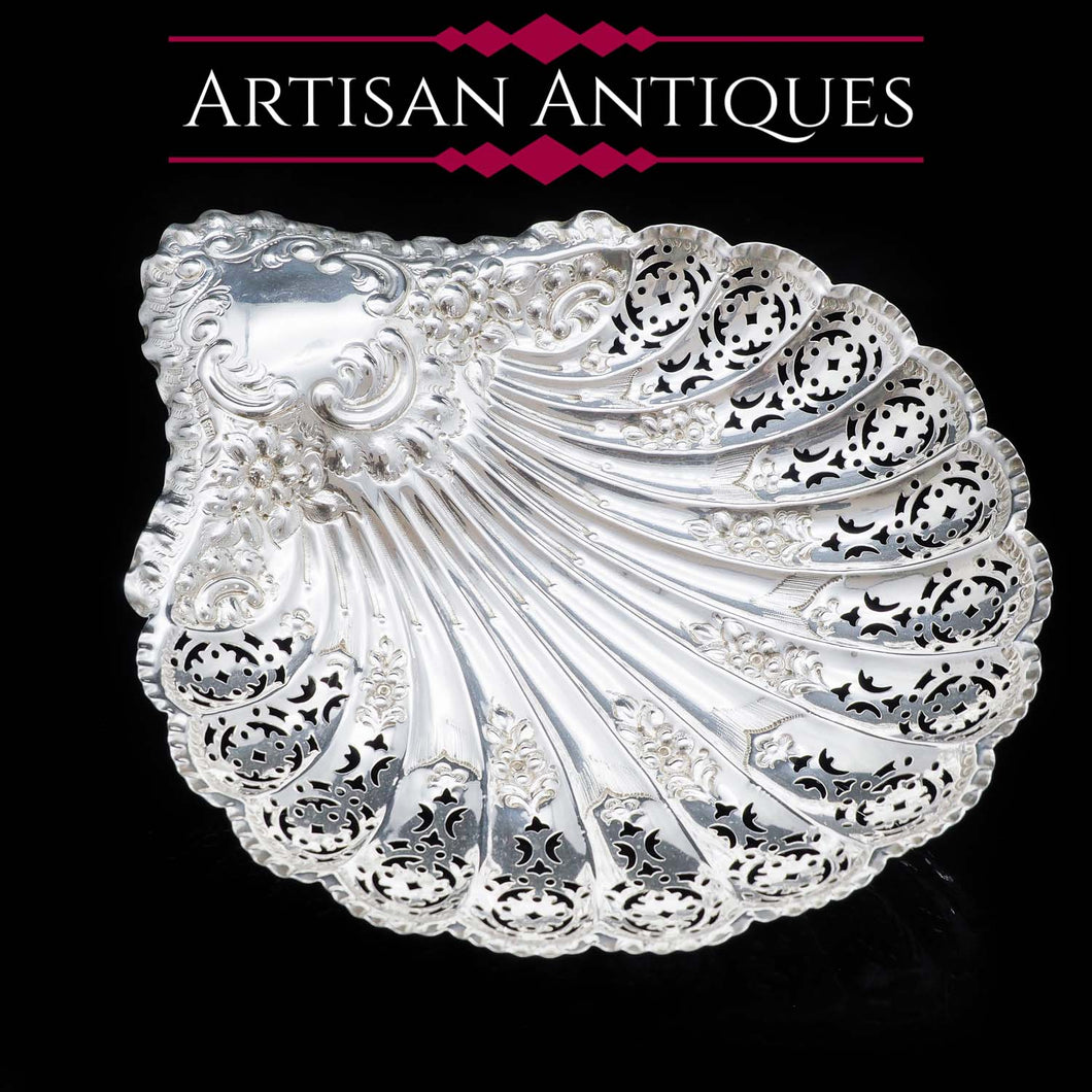 A Large Solid Silver Scallop-Shaped Dish/Bowl - Henry Atkin 1908 - Artisan Antiques