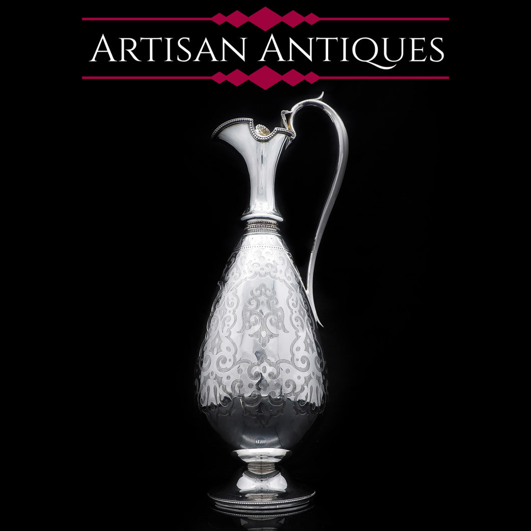 A Victorian Solid Silver Wine Ewer/Jug Baluster Form - Henry Holland 1867 - Artisan Antiques