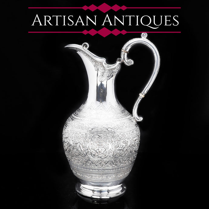Antique Victorian Scottish Silver Wine Ewer/Jug - John Russel 1887 - Artisan Antiques