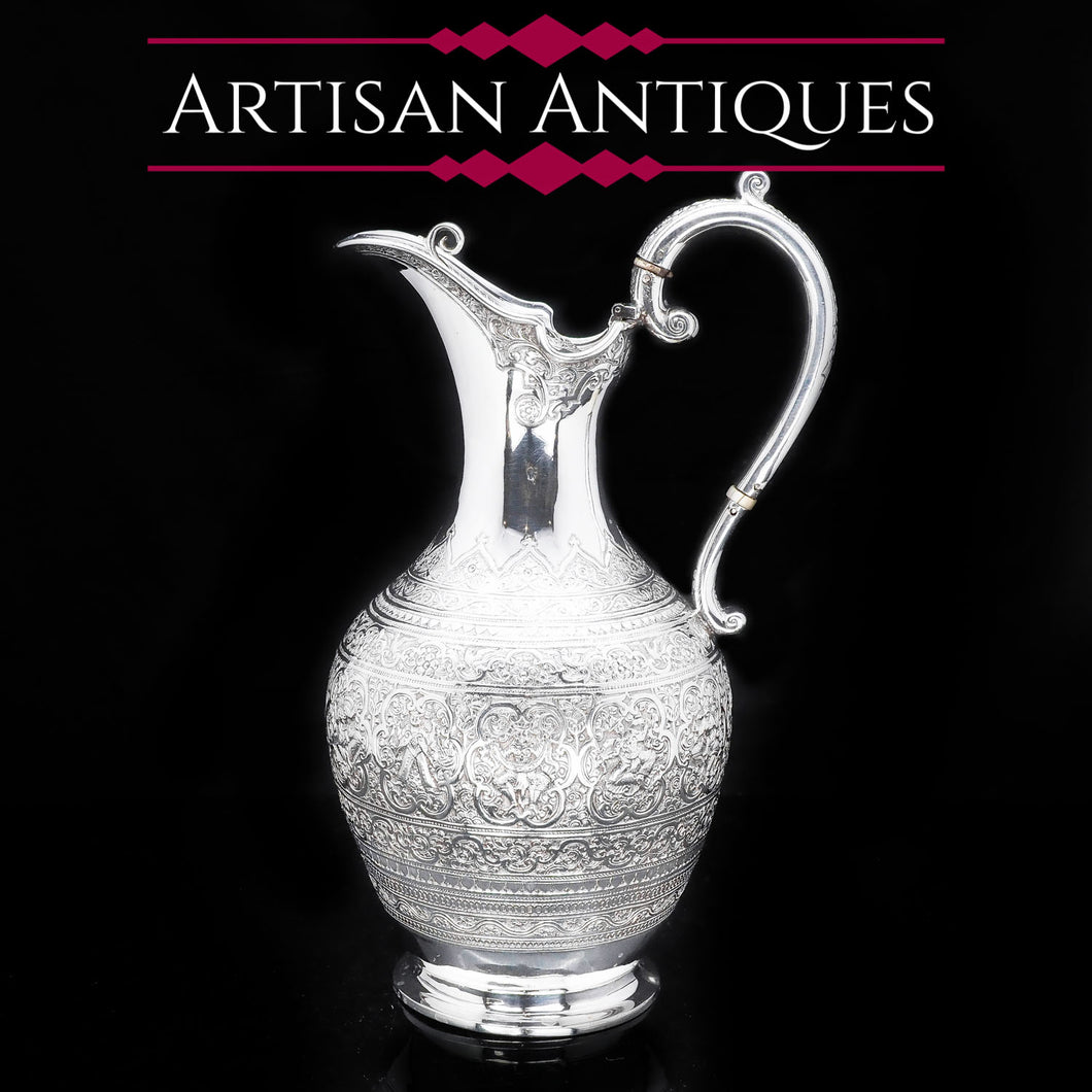 Antique Victorian Scottish Silver Wine Ewer/Jug - John Russel 1887 - Artisan Antiques