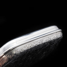 Load image into Gallery viewer, A Spectacular Solid Silver Hip Flask With Ornate Engraved Design - Edward Smith 1845 - Artisan Antiques
