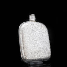 Load image into Gallery viewer, A Spectacular Solid Silver Hip Flask With Ornate Engraved Design - Edward Smith 1845 - Artisan Antiques
