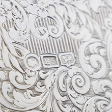 Load image into Gallery viewer, A Spectacular Solid Silver Hip Flask With Ornate Engraved Design - Edward Smith 1845 - Artisan Antiques
