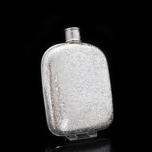 Load image into Gallery viewer, A Spectacular Solid Silver Hip Flask With Ornate Engraved Design - Edward Smith 1845 - Artisan Antiques
