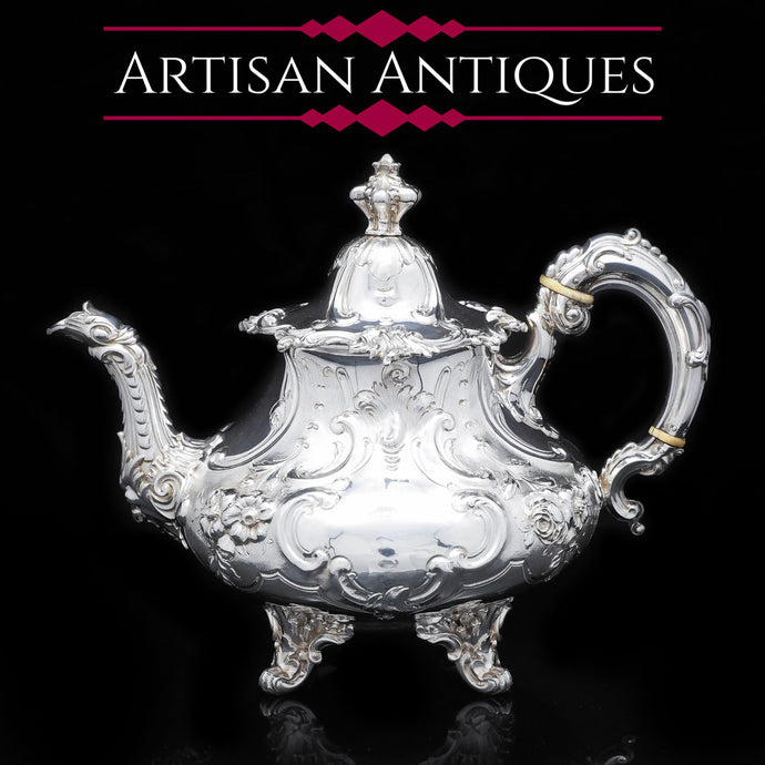 Magnificent Victorian Solid Silver Teapot - Louis XV Style - Edward & John Barnard 1854 - Artisan Antiques