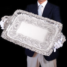 Load image into Gallery viewer, Magnificent Antique Solid Silver Georgian Tray / Salver (70cm) with Chased Border - William Marshall, 1828
