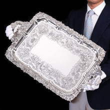 Load image into Gallery viewer, Magnificent Antique Solid Silver Georgian Tray / Salver (70cm) with Chased Border - William Marshall, 1828
