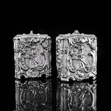 Load image into Gallery viewer, Antique Georgian Solid Sterling Silver Tea Caddy/Canister Pair with Chinoiserie Design - Thomas Heming 1752 - Artisan Antiques
