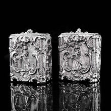 Load image into Gallery viewer, Antique Georgian Solid Sterling Silver Tea Caddy/Canister Pair with Chinoiserie Design - Thomas Heming 1752 - Artisan Antiques
