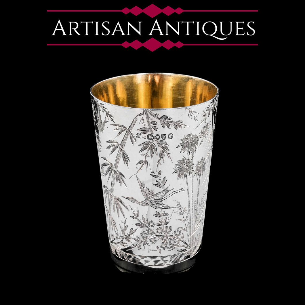 Antique Solid Silver Aesthetic Style Beaker/Cup - John Adlwinckle & James Slater 1881
