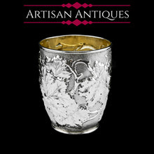 Load image into Gallery viewer, Antique Victorian Solid Silver Beaker/Cup with Superb Naturalistic Grapevine Design - Barnard 1871
