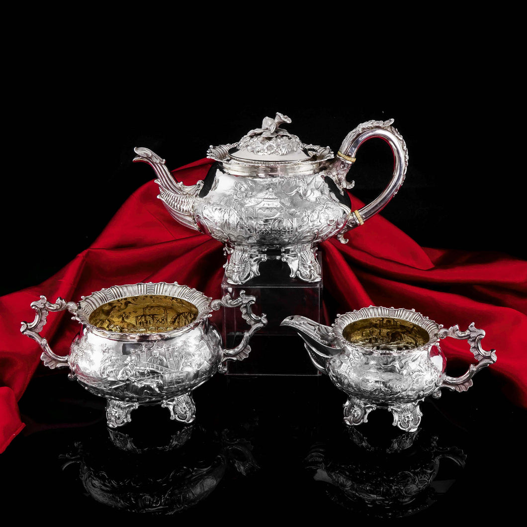 Silver Chinoiserie Tea Set - Richard William Atkins & William Nathaniel Somersall, 1826