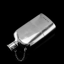 Load image into Gallery viewer, A Rare Victorian Solid Silver Hip Flask with Cup &amp; Chain - Alfred Taylor 1862
