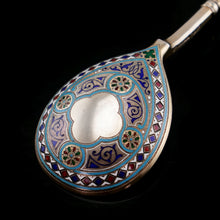 Load image into Gallery viewer, A Large Imperial Russian Solid Silver Enamel Champleve Spoon - Ivan Khlebnikov
