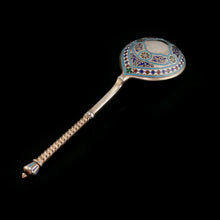 Load image into Gallery viewer, A Large Imperial Russian Solid Silver Enamel Champleve Spoon - Ivan Khlebnikov
