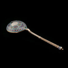 Load image into Gallery viewer, A Large Imperial Russian Solid Silver Enamel Champleve Spoon - Ivan Khlebnikov
