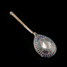 Load image into Gallery viewer, A Large Imperial Russian Solid Silver Enamel Champleve Spoon - Ivan Khlebnikov
