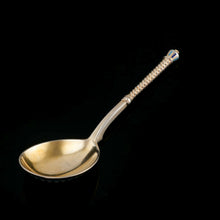 Load image into Gallery viewer, A Large Imperial Russian Solid Silver Enamel Champleve Spoon - Ivan Khlebnikov
