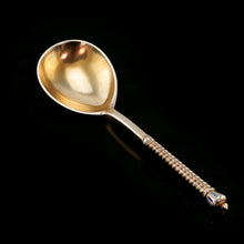 Load image into Gallery viewer, A Large Imperial Russian Solid Silver Enamel Champleve Spoon - Ivan Khlebnikov
