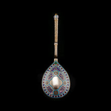 Load image into Gallery viewer, A Large Imperial Russian Solid Silver Enamel Champleve Spoon - Ivan Khlebnikov
