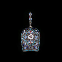 Load image into Gallery viewer, Antique Imperial Russian Solid Silver Enamel Cloisonne Caddy Spoon - Gustav Klingert 1891
